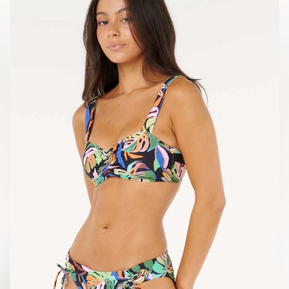 Rip Curl sunset luau Brazilian floral bikini D/DD cup S BANANAS PRINT (farm Rio)